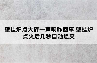 壁挂炉点火砰一声响咋回事 壁挂炉点火后几秒自动熄灭